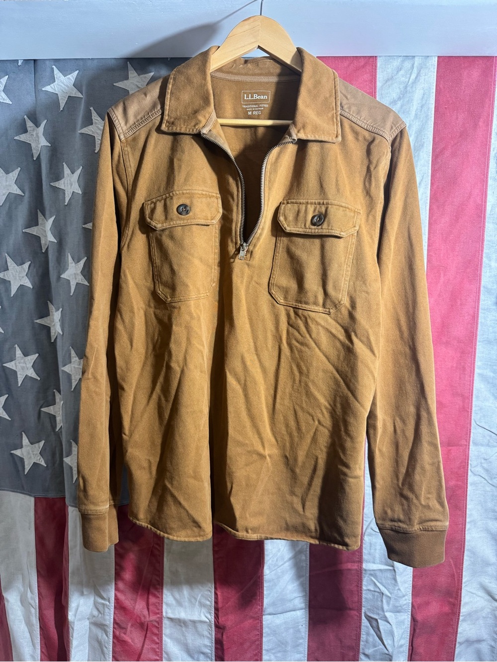 L.L. Bean Men’s Zip-Front Shirt Jacket in Caramel Brown